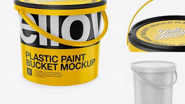 3228+ Plastic Bucket PSD Mockup Halfside View High-Angle Shot Free Downloadable Graphic Resource