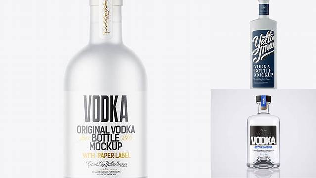 3230+ 500ml Square Frosted Glass Vodka Bottle PSD Mockup Free PSD Mockup Resource