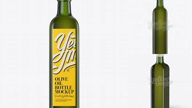 3235+ 0.75L Green Glass Olive Oil Bottle PSD Mockup Include TIFF