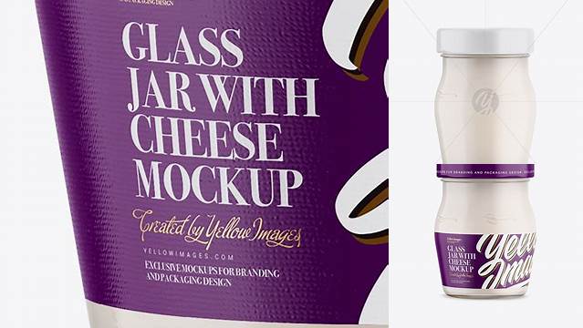 3235+ 140g Glass Jar with Cheese PSD Mockup Front View Digital Resource Free Download