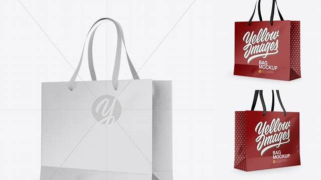 3239+ Glossy Bag with Raised Up Handles PSD Mockup Half Side View Creative PSD Resources