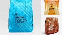 3239+ Glossy Food Bag PSD Mockup Front View High-Angle Shot Versatile PSD Mockup File