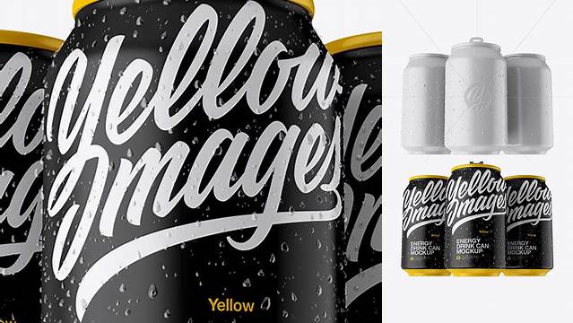 3239+ Three 330ml Matte Aluminium Cans with Condensation PSD Mockup Hero Shot Exclusive Free Photoshop Mockup