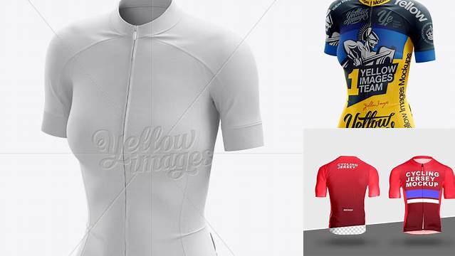 3240+ Women's Cycling Jersey PSD Mockup Halfside View Versatile and Elegant PSD File