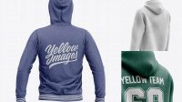 3242+ Men’s Heather Full-Zip Hoodie PSD Mockup Back Half Side View Digital Photoshop Free Mockup