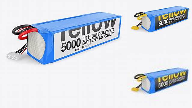 3243+ 5000mAh 6S Lithium Polymer Battery PSD Mockup Half Side View Fully Editable Photoshop PSD Free Download