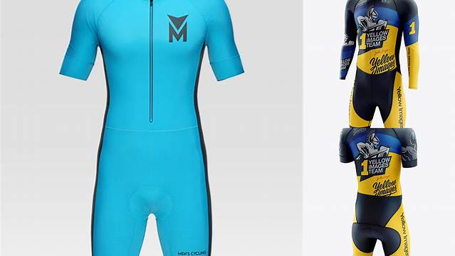 3245+ Men’s Cycling Skinsuit PSD Mockup Half Side View Modern Design PSD Resource Free Download