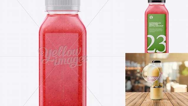 3245+ Watermelon Smoothie Bottle PSD Mockup Front View PSD Free Download