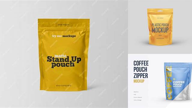 3249+ Matte Stand Up Pouch With Zipper PSD Mockup PSD Mockup Front View Layered Photoshop Template