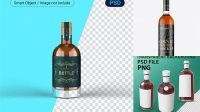 3251+ Glass Bottle with Cognac PSD Mockup Easy Editable