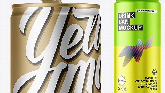 3252+ 250ml Matte Metallic Aluminium Can PSD Mockup High Resolution