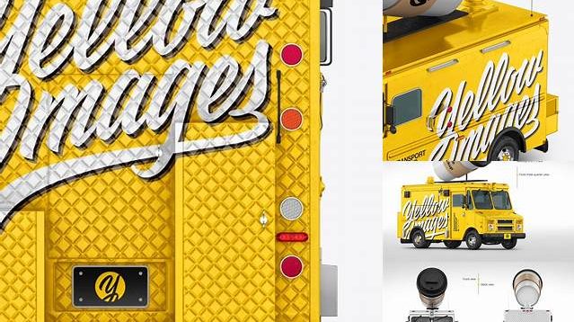 3264+ Foodtruck with Coffee Cup PSD Mockup Back View Smart Editable Design Mockup