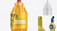 3266+ 16oz Mustard Bottle with Spout Cap PSD Mockup Exclusive Editable PSD File