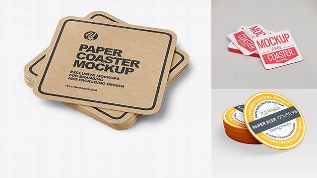 3267+ Stack of Paper Beverage Coasters PSD Mockup Editable Graphic Free PSD