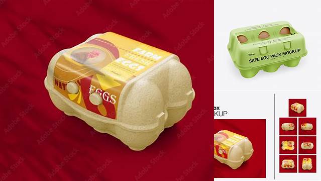 3270+ 6 Eggs Carton Safe Pack PSD Mockup Half Side View High-Angle Shot Easy-to-Edit PSD