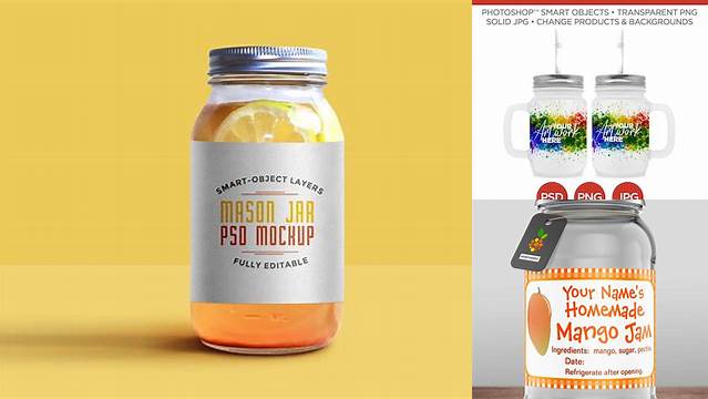 328+ Mason Jar Mockup Smart Object PSD