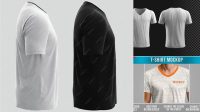 328+ Men's T-Shirt With V-Neck PSD Mockup Back Half Side View Exclusive and Stylish Design PSD