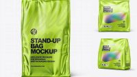 3285+ Metallic Stand-up Bag PSD Mockup Back View Elegant and Versatile PSD Resource