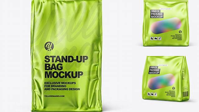 3285+ Metallic Stand-up Bag PSD Mockup Back View Elegant and Versatile PSD Resource