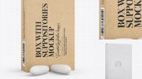 3292+ Kraft Box With Suppositories PSD Mockup Half Side View Free Photoshop Mockup Design