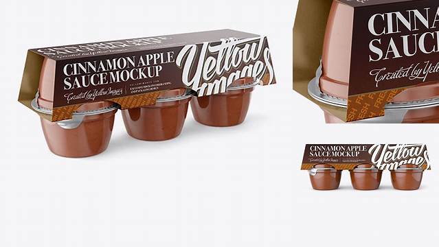 3294+ Cinnamon Apple Sauce 6-4 Oz. Cups PSD Mockup Front Vew Downloadable PSD Design Template