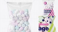 3295+ Glossy Plastic Bag with ?olored Marshmallows PSD Mockup Editable Mockup PSD