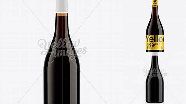 3297+ Amber Glass Burgundy Bottle with Red Wine HQ PSD Mockup Versatile Photoshop File