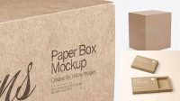 3297+ Kraft Paper Box PSD Mockup Half-Side View High Angle Shot PSD for Creative Projects