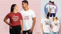 3298+ Couple T-shirt Mockup Free Download Elegant Free Template