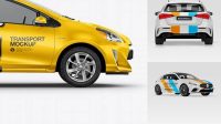 3299+ Hybrid Hatchback Car PSD Mockup Side View Advanced Photoshop Design Free