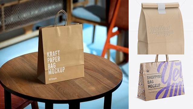 330+ Glossy Kraft Paper Bag PSD Mockup Halfside View Download Free PSD