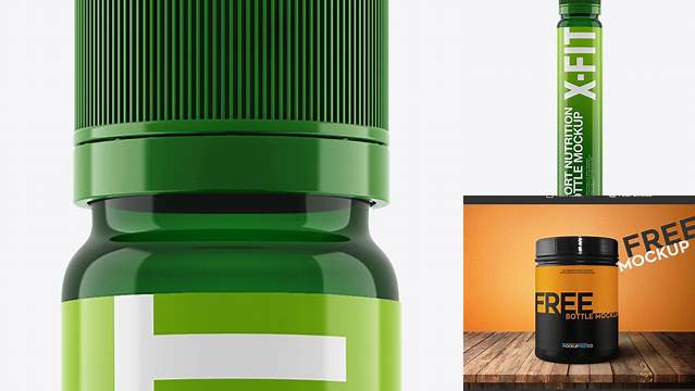 3300+ Green Sport Nutrition Bottle PSD Mockup Eye-Level Shot Free Design Resource