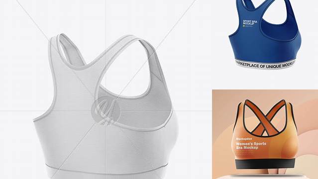 3300+ Women's Sports Bra PSD Mockup Back Half Side View Layered PSD for Easy Editing