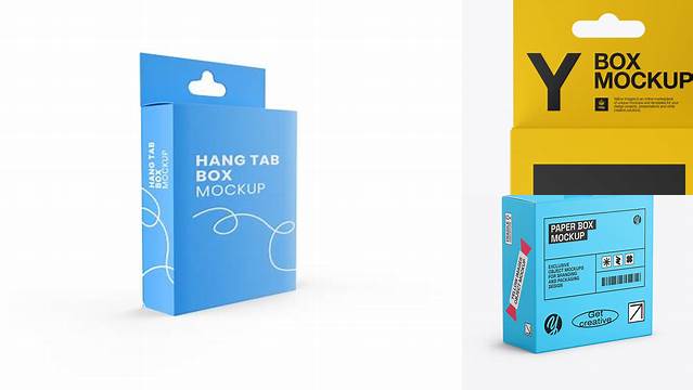 3301+ Matte Box with Hang Tab PSD Mockup Front View Free Graphic Design Resource