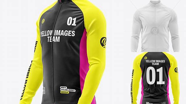 3303+ Men's Full-Zip Cycling Jersey PSD Mockup Half Side View Download Premium Free PSD