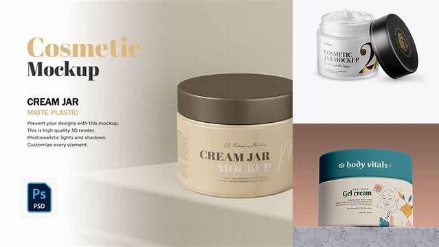 3304+ Opened Frosted Glass Cream Jar PSD Mockup High-Angle Shot Customizable PSD Templates