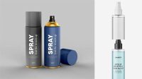 3305+ Metallic Spray Bottle With Transparent Cap PSD Mockup Versatile and Elegant PSD File