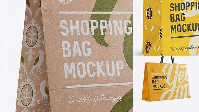 3308+ Paper Shopping Bag PSD Mockup Halfside View Eye-Level Shot Custom Mockup PSD for Free