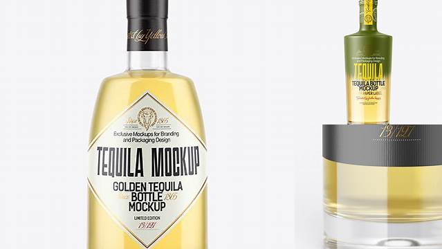 3309+ Clear Glass Tequila Bottle PSD Mockup Creative Layered Mockup Freebie