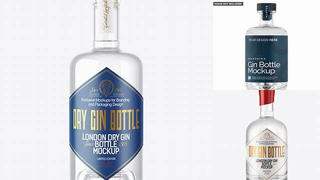 3309+ Dry Gin Bottle with Wooden Cap PSD Mockup Unique and Creative Free PSD File