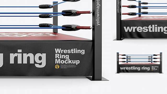 3309+ Wrestling Ring PSD Mockup Front View Editable Design PSD File