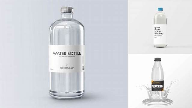 3310+ 1L Clear Glass Bottle with Water PSD Mockup Creative Layered Mockup Freebie