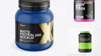 3310+ Matte Plastic Protein Jar PSD Mockup High-Angle Shot Download Free Premium Design PSD