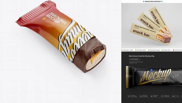 3311+ Opened Glossy Snack Bar PSD Mockup Half Side View Versatile Photoshop File