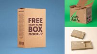 3314+ Kraft Paper Box PSD Mockup Half Side View Creative Layered Mockup Freebie