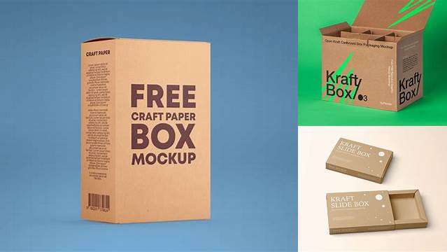 3314+ Kraft Paper Box PSD Mockup Half Side View Creative Layered Mockup Freebie