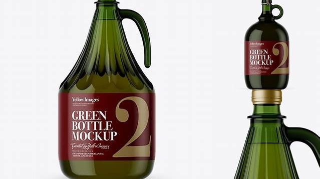 3317+ 3L Green Glass Bottle With Handle & Clamp Lid PSD Mockup Creative Free PSD Graphic Design