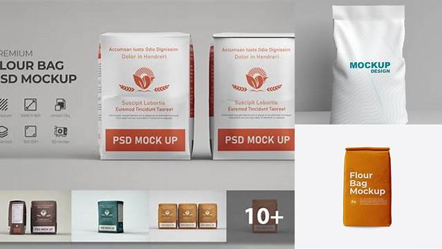 3317+ Plastic Bag with Flour PSD Mockup Unique High-Resolution Photoshop Mockup