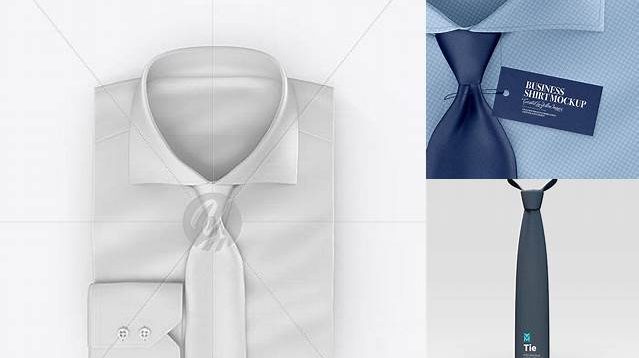 3319+ Folded Shirt With Tie PSD Mockup Top View Premium Mockup Freebie