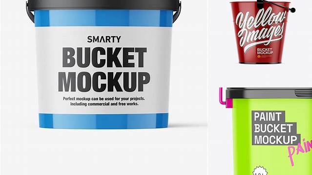 3319+ Glossy Bucket PSD Mockup Side View Elegant and Stylish Mockup